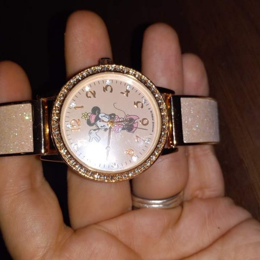 Sparkle rose gold pink diamond kids watch